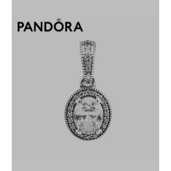 NWT Authentic PANDORA Vintage Elegance Clear CZ Pendant Charm in BOX - Picture 1 of 5